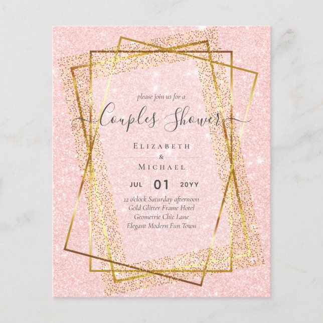 BUDGET Bridal COUPLES Shower Gold Geometric Frame Flyer (Front)