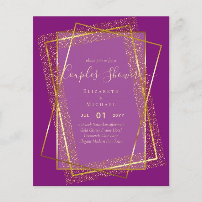 BUDGET Bridal COUPLES Shower Gold Geometric Frame Flyer (Front)