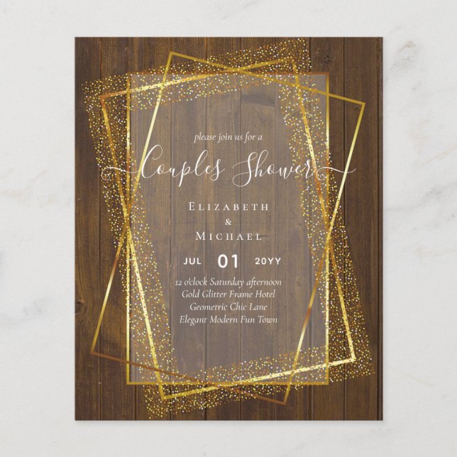 BUDGET Bridal COUPLES Shower Gold Geometric Frame Flyer (Front)