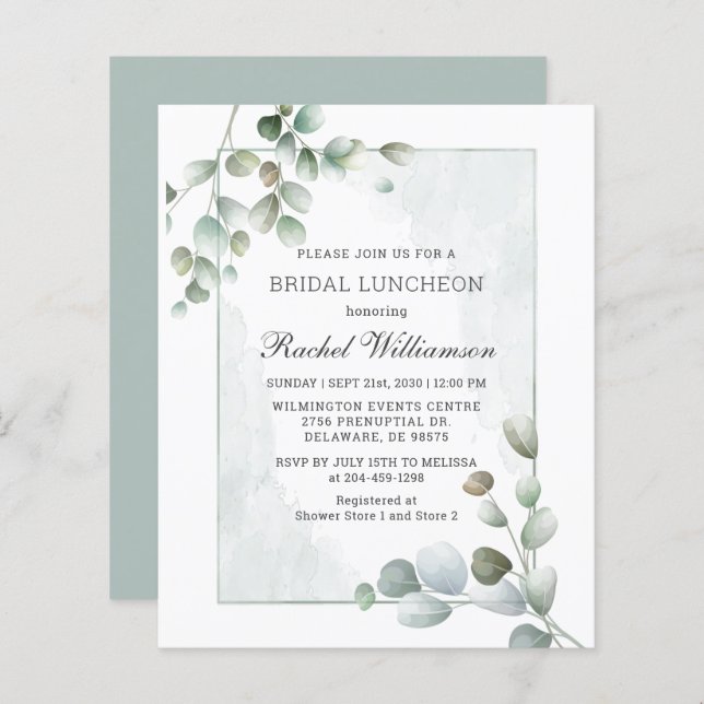 Budget Bridal Luncheon Eucalyptus Greenery (Front/Back)