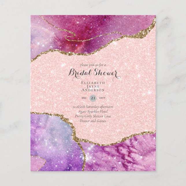 BUDGET BRIDAL SHOWER - AGATE Glamour Chic Trendy Flyer (Front)