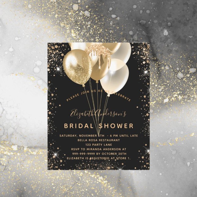 Budget Bridal Shower black gold glitter balloons (Creator Uploaded)