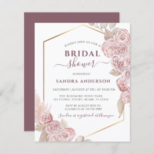 Budget Bridal Shower Blush Pink Floral and Golden
