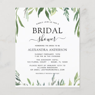 Budget Bridal Shower Botanical Greenery Invitation Flyer