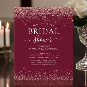 Budget Bridal Shower Burgundy Rose Gold Glitter