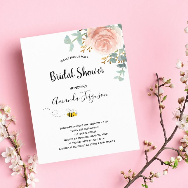 BUDGET Bridal Shower eucalyptus rose gold bee  (Creator Uploaded)