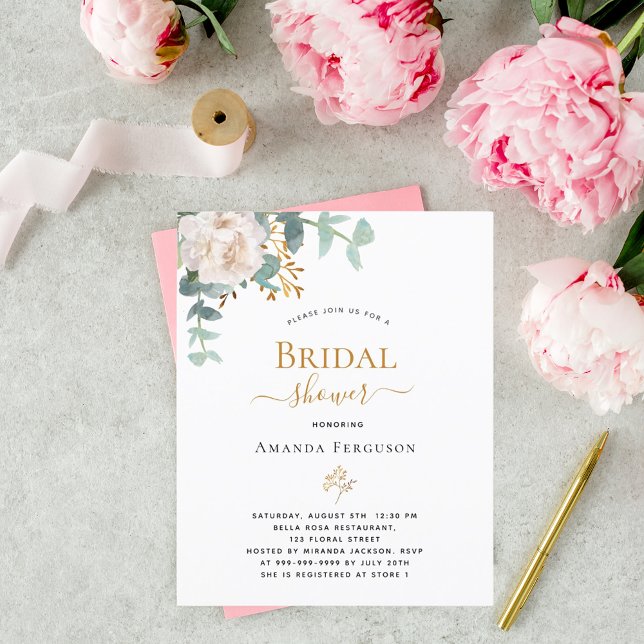 BUDGET Bridal Shower floral eucalyptus invitation (Creator Uploaded)
