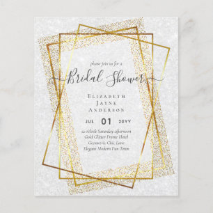 BUDGET BRIDAL SHOWER Glamour Gold Glitter look chi Flyer