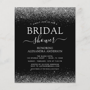 Budget Bridal Shower Glitter Black Silver Flyer