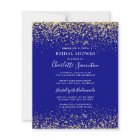 Budget Bridal Shower Glitter Blue Gold Invitation