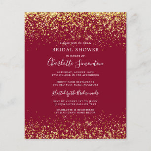 Budget Bridal Shower Glitter Burgundy Invitation