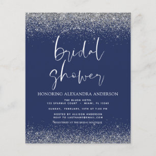 Budget Bridal Shower Glitter Silver Navy Blue