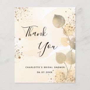 Budget Bridal Shower golden eucalyptus thank you