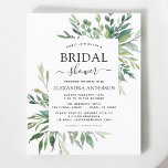 Budget Bridal Shower Greenery Botanical Invitation<br><div class="desc">Budget Floral Greenery Botanical Watercolor Spring Wedding Bridal Shower Invitations on green and white background - includes beautiful and elegant script typography with modern botanical leaves and greenery for the special Bride to Be celebration.</div>