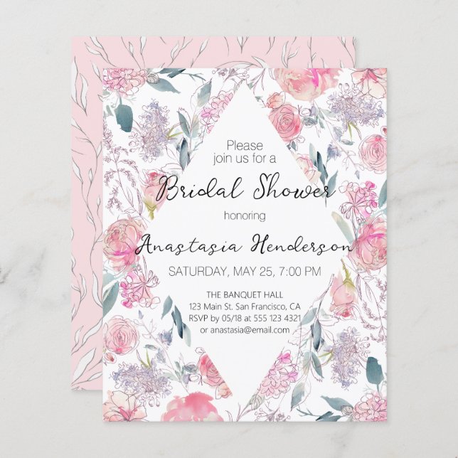 BUDGET Bridal Shower Invitation (Front/Back)