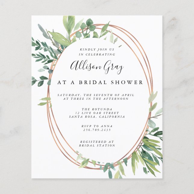 Budget Bridal Shower Invitation Flyer (Front)