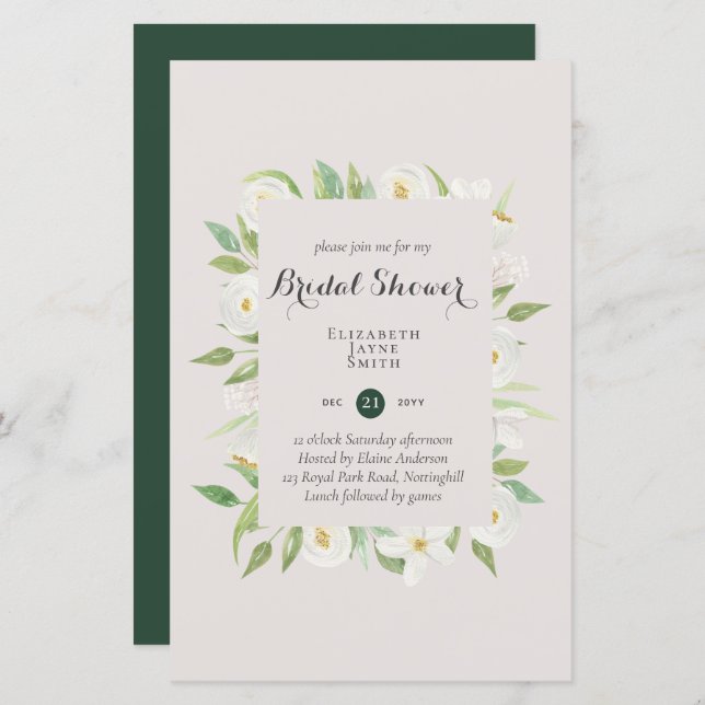 BUDGET Bridal Shower Invitations Custom Colours (Front/Back)
