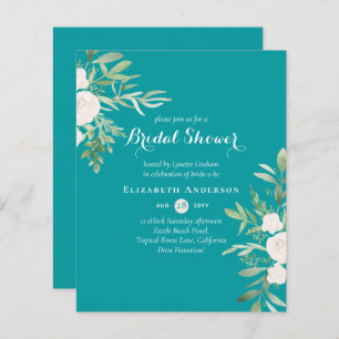 BUDGET Bridal Shower Invitations Floral Leaves