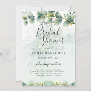 Budget Bridal Shower Invitations Greenery Leaves