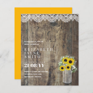BUDGET Bridal Shower Invite Rustic Sunflowers