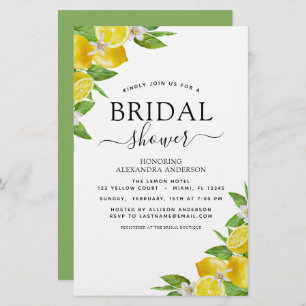 Budget Bridal Shower Lemon Citrus Invitations