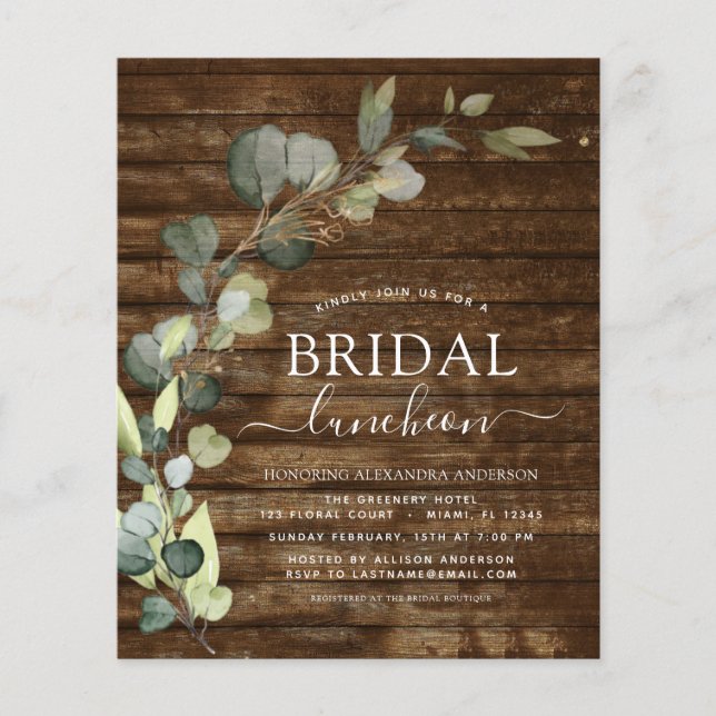 Budget Bridal Shower Luncheon Greenery Eucalyptus (Front)