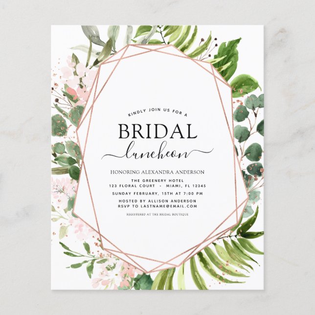 Budget Bridal Shower Luncheon Greenery Eucalyptus Flyer (Front)