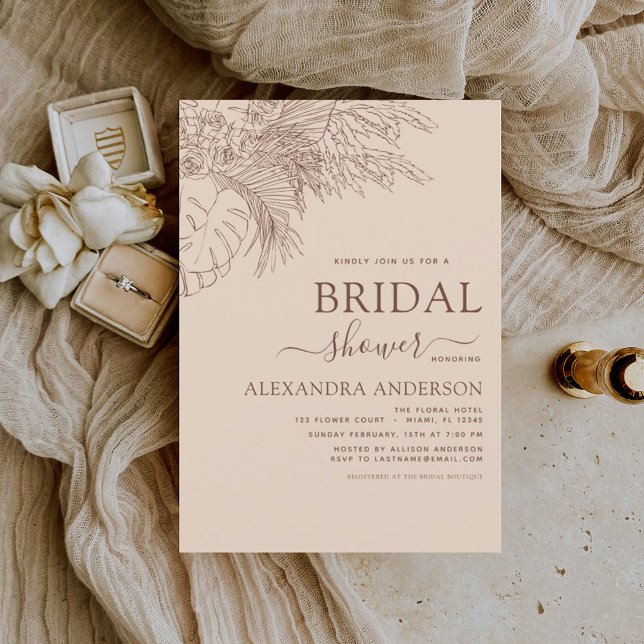 Budget Bridal Shower Minimalist Pampas Grass  Flyer (Creator Uploaded)