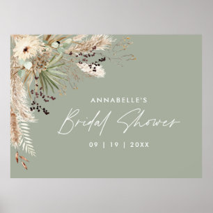 Budget Bridal shower pampas grass modern elegant Poster