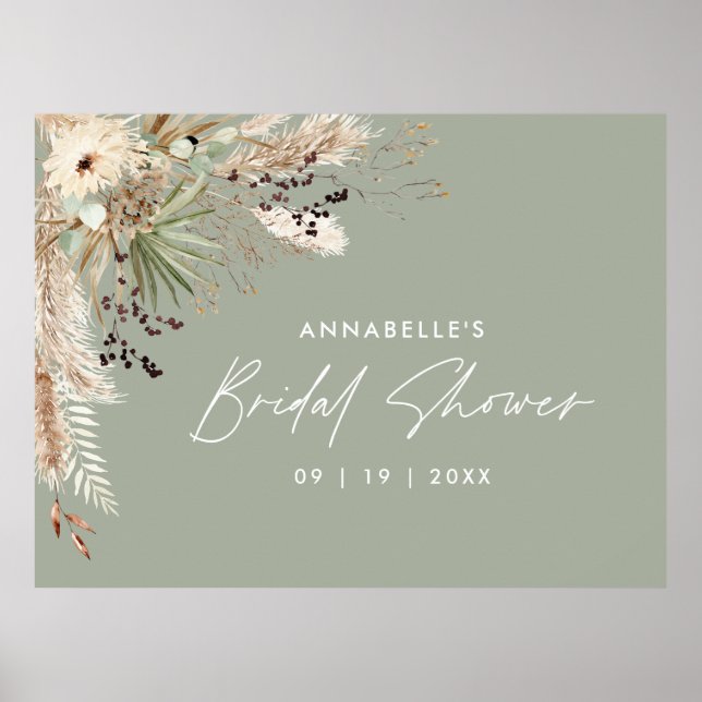 Budget Bridal shower pampas grass modern elegant Poster (Front)