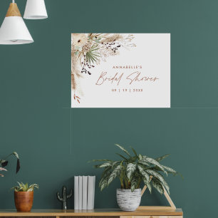 Budget Bridal shower pampas grass modern elegant Poster