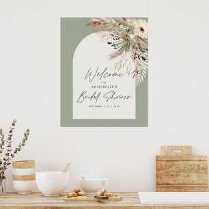 Budget bridal shower pampas grass modern elegant poster