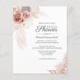 Budget Bridal Shower Pampas Grass Tan Invitation