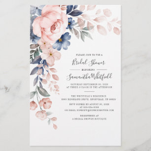 Budget Bridal Shower Pink Floral Invitation Card
