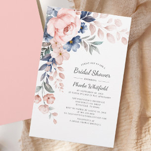 Budget Bridal Shower Pink Floral Invitation Stationery