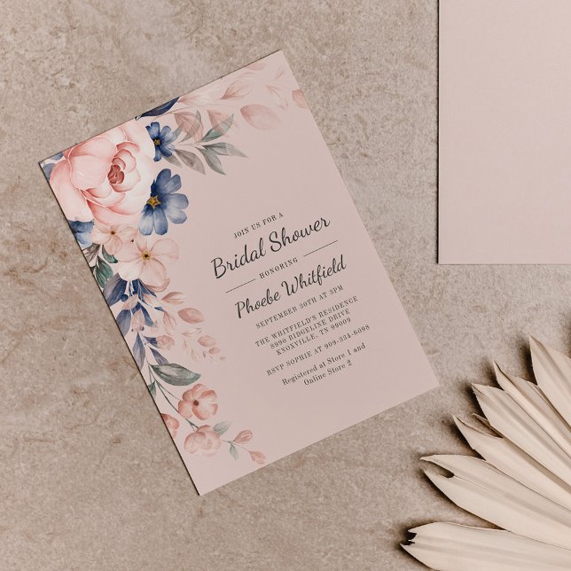 Budget Bridal Shower Pink Floral Modern Invitation (Creator Uploaded)