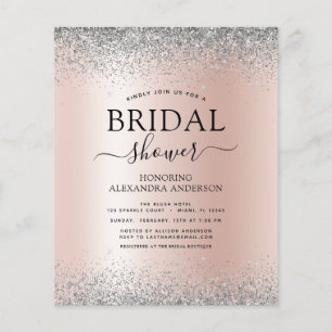 Budget Bridal Shower Pink Glitter Rose Gold Silver Flyer