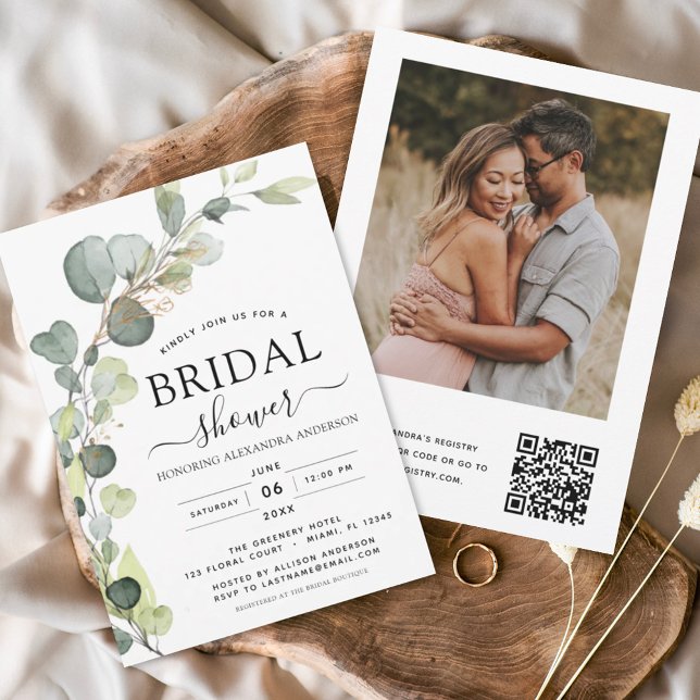 Budget Bridal Shower QR Code Eucalyptus Greenery (Creator Uploaded)