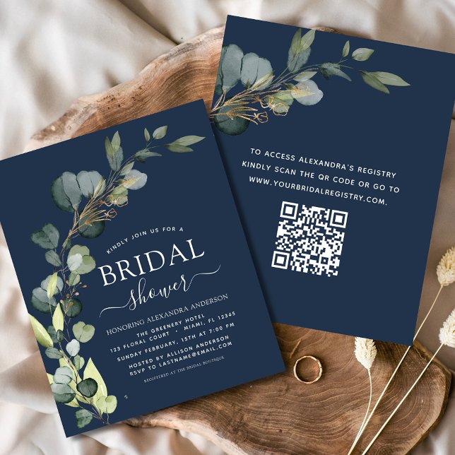 Budget Bridal Shower QR Code Eucalyptus Invitation (Creator Uploaded)