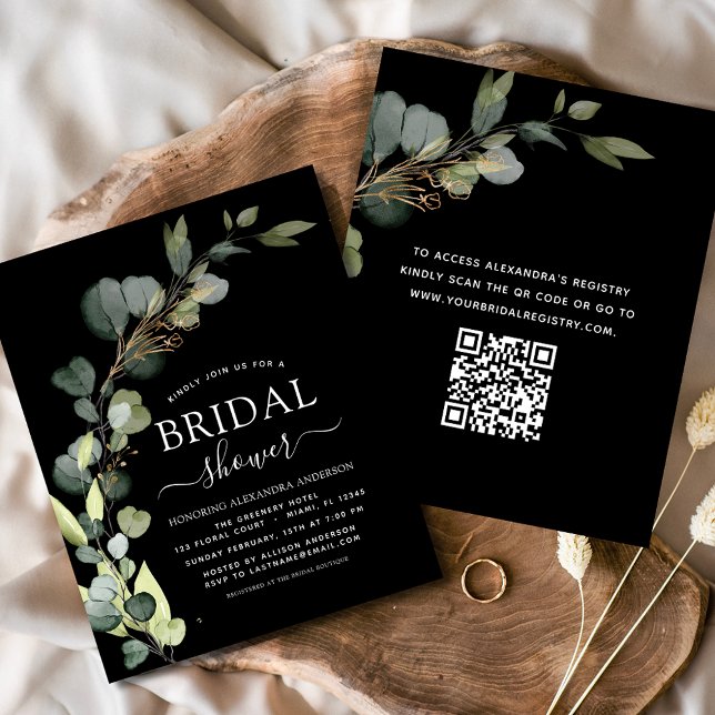 Budget Bridal Shower QR Code Eucalyptus Invitation (Creator Uploaded)