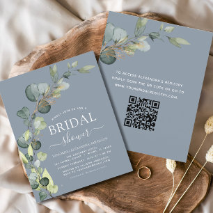 Budget Bridal Shower QR Code Eucalyptus Invitation Flyer