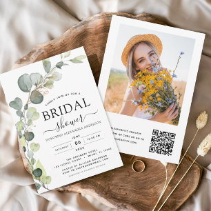 Budget Bridal Shower QR Code Photo Eucalyptus 