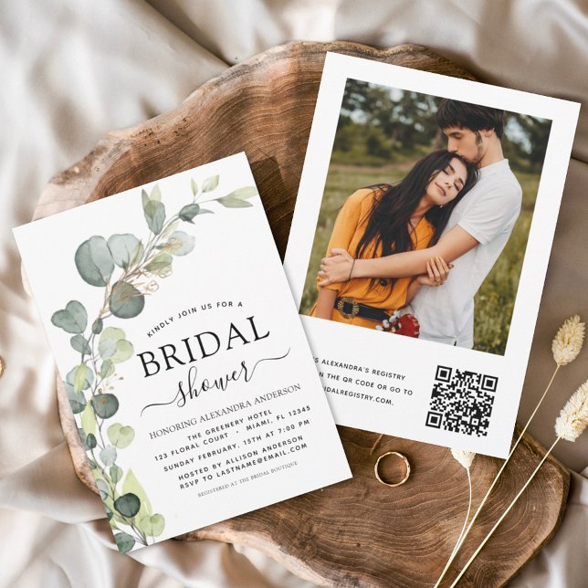 Budget Bridal Shower QR Code Photo Eucalyptus (Creator Uploaded)