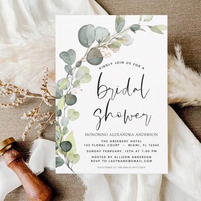 Budget Bridal Shower Rustic Eucalyptus Invitation (Creator Uploaded)