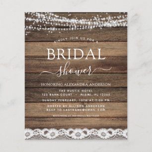 Budget Bridal Shower Rustic Farmhouse Invitation Flyer