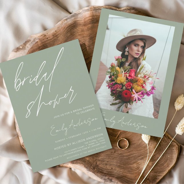 Budget Bridal Shower Sage Green Boho Invitation Flyer (Creator Uploaded)