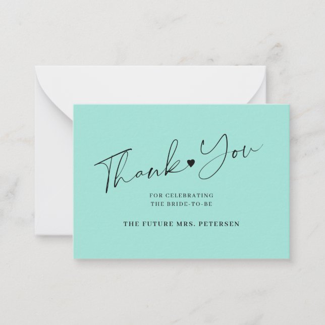 Budget bridal shower script sea glass thank you card (Front)