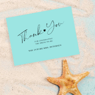 Budget bridal shower script sea glass thank you card