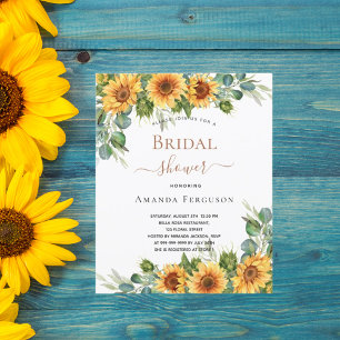 Budget bridal shower sunflowers eucalyptus