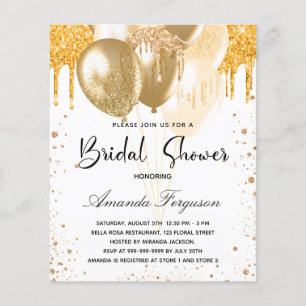 Budget bridal shower white gold glitter balloons